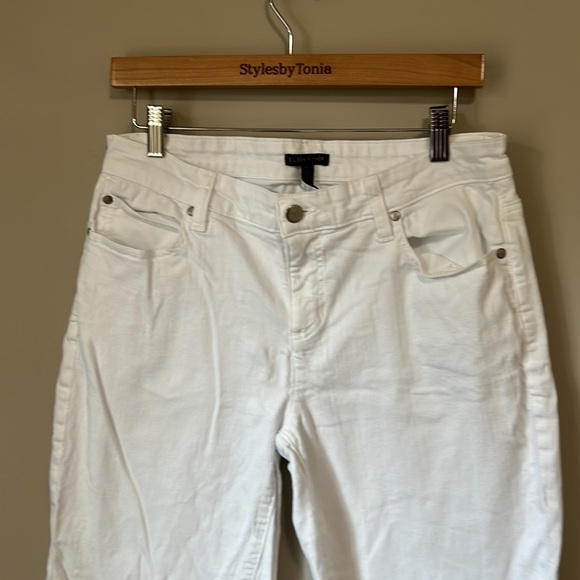 Eileen Fisher White Denim Skinny Organic Cotton Blend Straight Jean Sz 8 - Picture 3 of 13